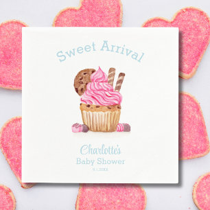 Serviette En Papier Gâteau eau-forte rose avec Baby Shower au chocolat