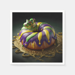 Serviette En Papier Gâteau Mardi Gras King Avec Couronne