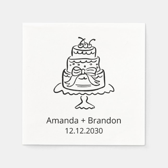 Serviette En Papier Gâteau Mariage à main (Devant)