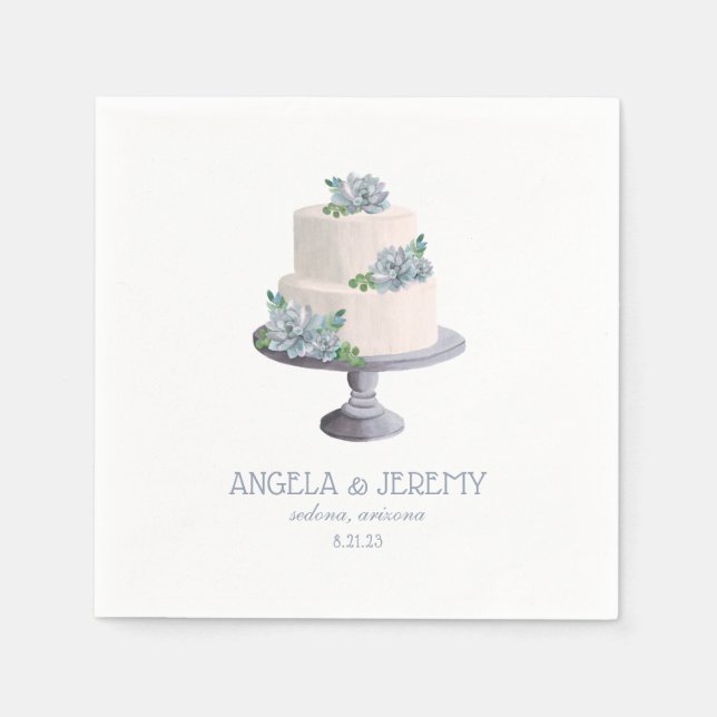 Serviette En Papier Gâteau Mariage Succulent Violet (Devant)