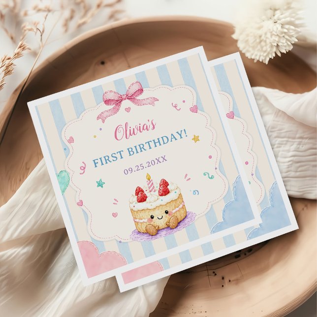 Serviette En Papier Gâteau Mignon 1ère Fête d'Anniversaire (Créateur téléchargé)
