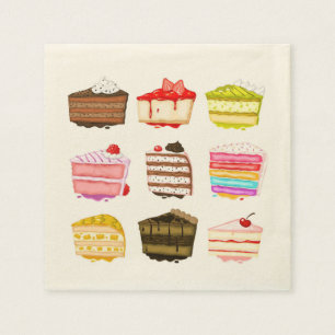Serviette En Papier Gâteaux d'anniversaire mignons crème colorée