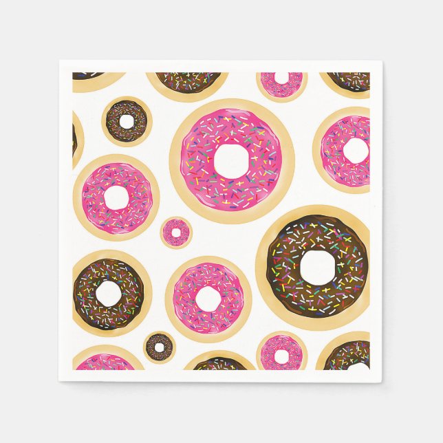 Serviette En Papier Gâteaux Donuts Rose & Marron avec Décorations Mode (Devant)