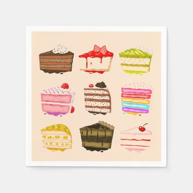 Serviette En Papier Gâteaux mignons fête du thé l'après-midi (Devant)