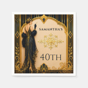 Serviette En Papier Gatsby années folles fille à la mode 40e anniversa