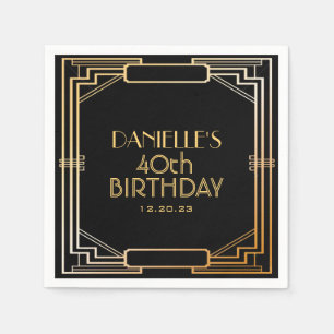 Serviette En Papier Gatsby Art Déco Anniversaire Napkin personnalisé