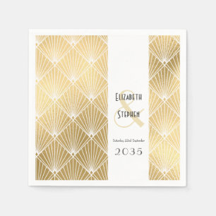 Serviette En Papier Gatsby Élégant Art Déco Années 1920 Or Mariage