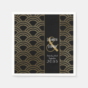 Serviette En Papier Gatsby Élégant Art Déco Années 1920 Or Mariage