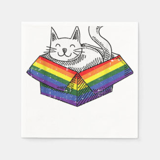 Serviette En Papier Gay Cat Pride Rainbow Cute Kitten Kitty Fier LGBT