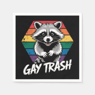 Serviette En Papier Gay Trash Raccoon LGBTQ Pride Vintage