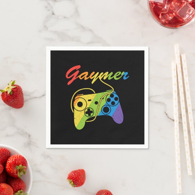 Serviette En Papier Gaymer | Rainbow Video Game Controller | Jeux (En situation)