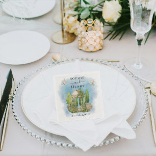 Serviette En Papier Gazebo élégant   fleurs colombes Mariage Luxe