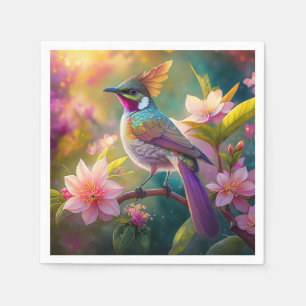 Serviette En Papier Geai arc-en-ciel à crête orange, oiseau de fantais