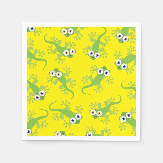 Serviette En Papier Gecko Lizards Anniversaire Fête Cute Enfants servi (Devant)