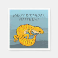 Gecko personnalisé orange et bleu fête d'anniversa