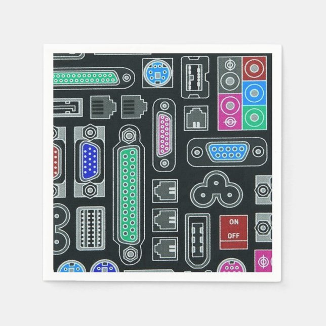 Serviette En Papier Geek d'ordinateur Motif d'entrée noir (Devant)