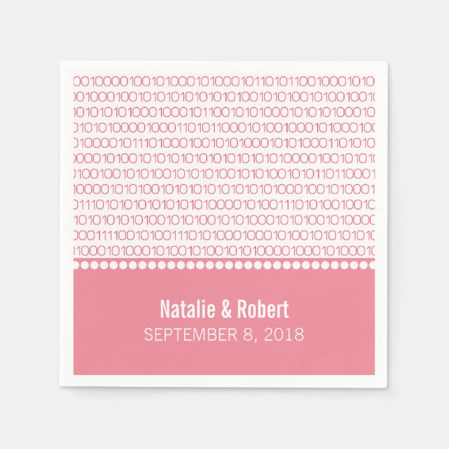 Serviette En Papier Geek rose Chic Code Binary Papier Napkins (Devant)