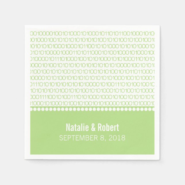 Serviette En Papier Geek Vert Chic Code Binary Papier Napkins (Devant)