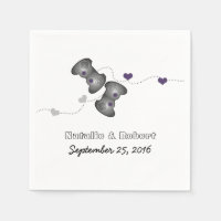 Geeky Gamers Mariage Papier Napkins Argent violet