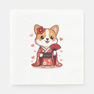 Serviette En Papier Geisha Corgi Amoureux des chiens Welsh