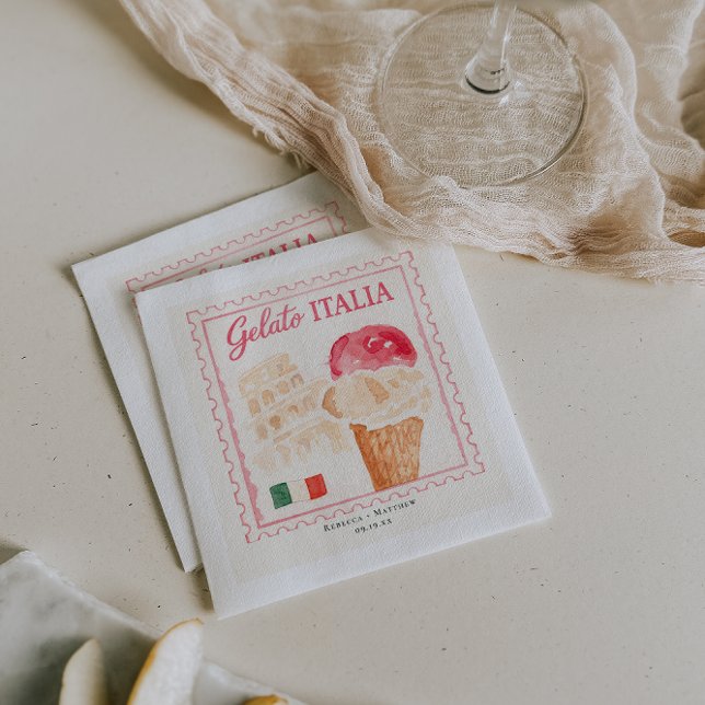 Serviette En Papier Gelato Italia Stamp | Italian Wedding Bar (Créateur téléchargé)