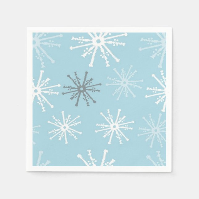 Serviette En Papier Gelée Snowflakes serviettes de cocktail (Devant)