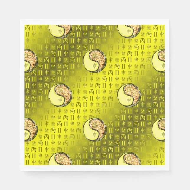 Serviette En Papier Gémeaux & Singe de Feu (Devant)
