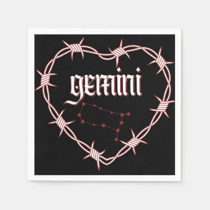 Serviette En Papier Gemini Constellation Art céleste gothique foncé