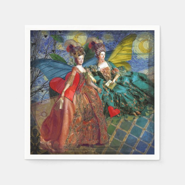 Serviette En Papier Gemini gothique classique femme papillon Whimsical (Devant)
