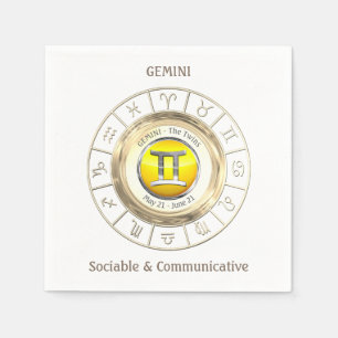 Serviette En Papier Gemini - Le signe Jumeaux Zodiac