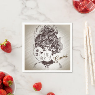 Serviette En Papier Gemini Masqué Lady Zodiac