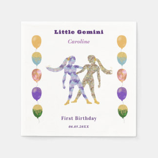 Serviette En Papier Gemini Zodiac 1st Birthday Balloons & Artistic