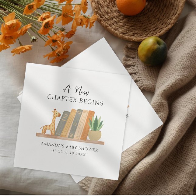 Serviette En Papier Gender Neutral A New Chapter Begins Baby Shower (Créateur téléchargé)