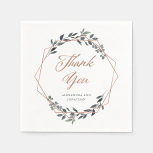 Serviette En Papier Geo vert Mariage or Rose