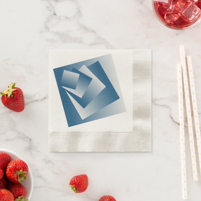 Serviette En Papier Géométrie bleu sarcelle (En situation)