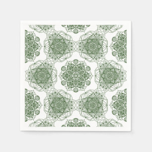 Serviette En Papier Géométrie du mandala vert