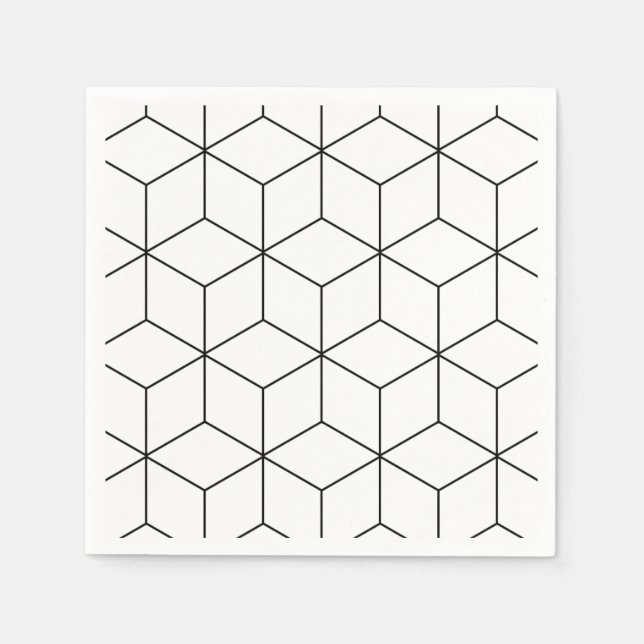 Serviette En Papier Géométrie moderne en noir et blanc (Devant)