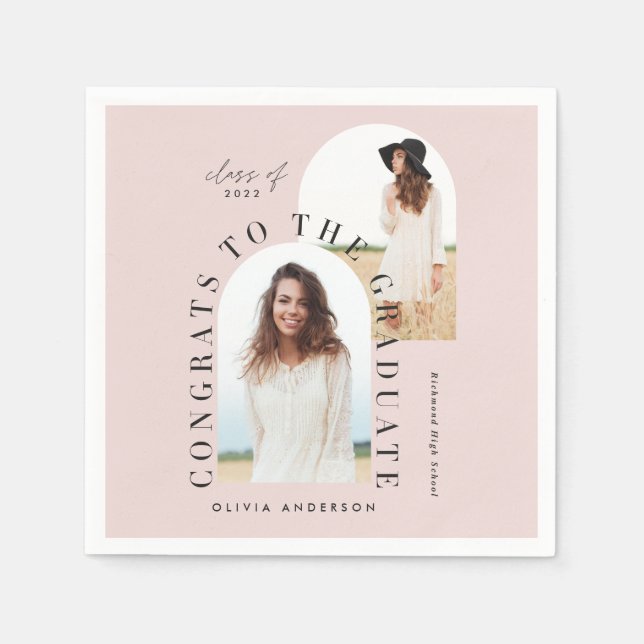 Serviette En Papier Géométrique moderne multi photo arch graduation na (Devant)