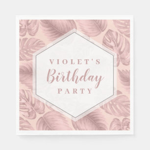 Serviette En Papier Géométrique tropicale rose