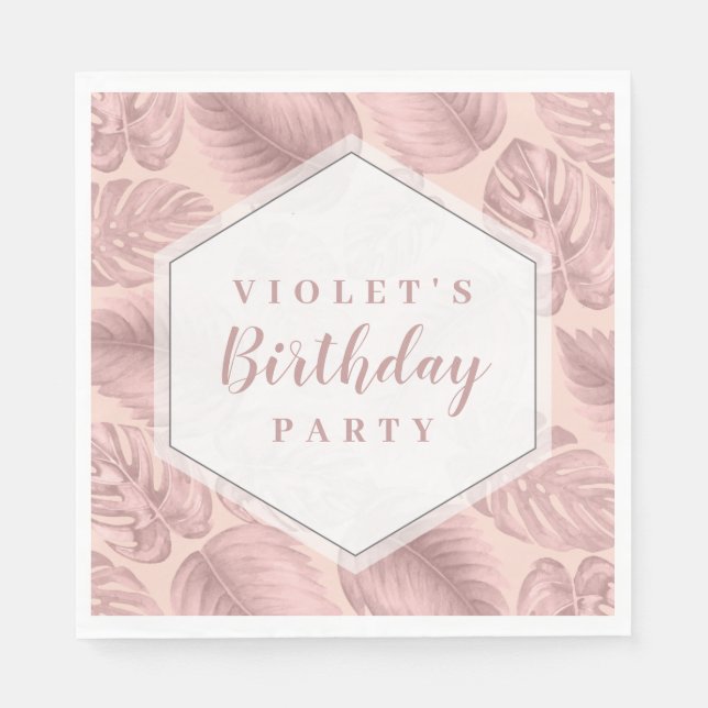 Serviette En Papier Géométrique tropicale rose (Devant)