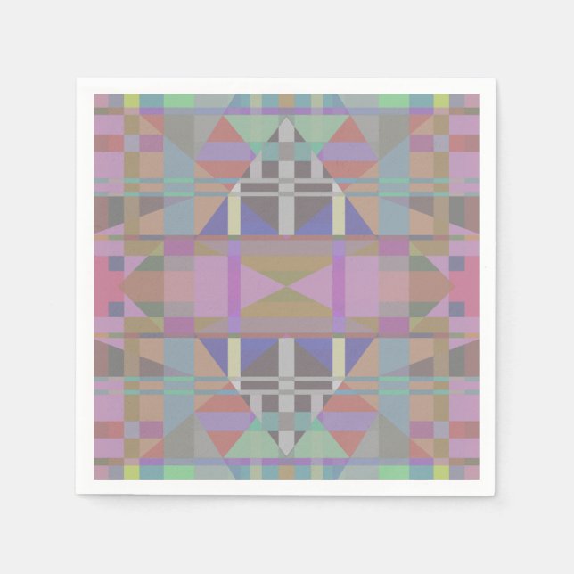 Serviette En Papier Géométrique vert violet rose (Devant)