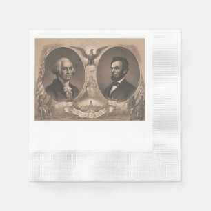 Serviette En Papier George Washington et portrait d'Abraham Lincoln