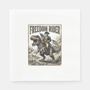 Serviette En Papier George Washington patriotique à cheval sur T-rex L