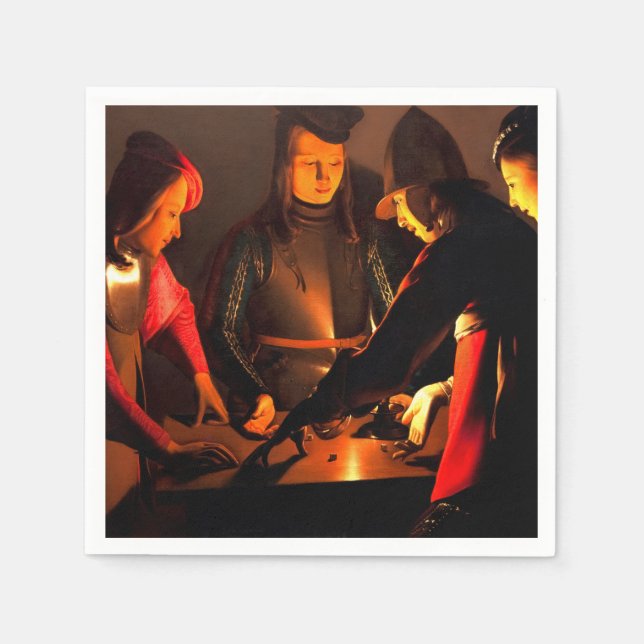 Serviette En Papier Georges de la Tour - Les Joueurs de Dices (Devant)