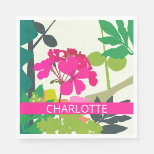 Serviette En Papier Geraniums en fleurs roses chaudes fleuriste Nom pe