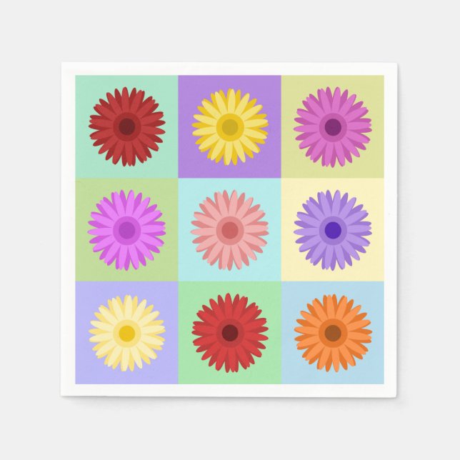 Serviette En Papier Gerbera 3x3 Conception de marguerite (Devant)
