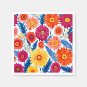 Serviette En Papier Gerbera colorée Daisies Floral