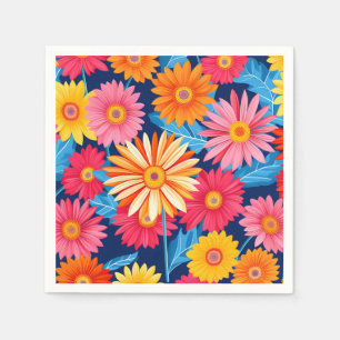 Serviette En Papier Gerbera Daisies Vibrant Plante Fleurs