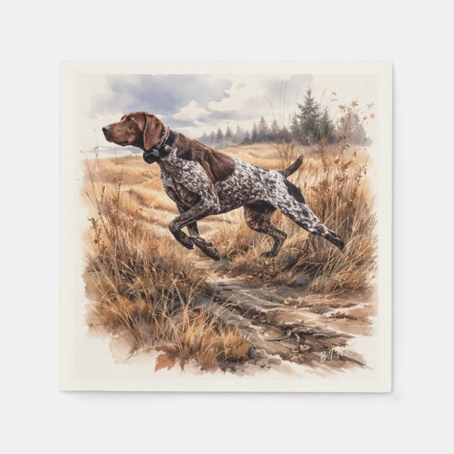 Serviette En Papier  German Shorthaired Pointer  (Devant)