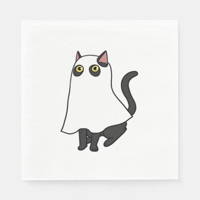Serviette En Papier Ghost Cat Classic T-Shirt_2 (Devant)